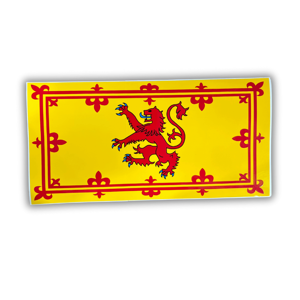 Banner of Scotland bumper sticker featuring a vibrant design on a car bumper, crafted from outdoor-grade vinyl for durability and visibility.