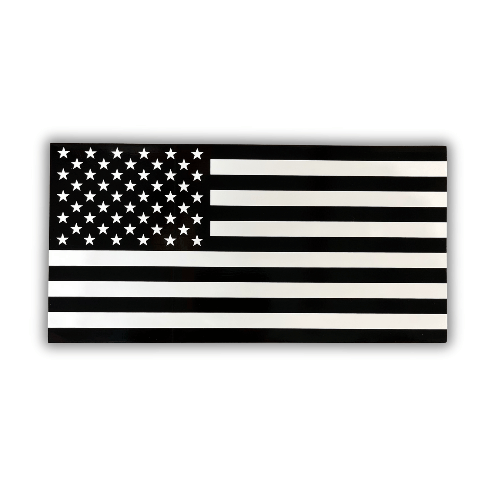 Blackout USA Flag Bumper Sticker featuring a bold American flag design securely attached to a car's bumper, showcasing patriotic spirit.