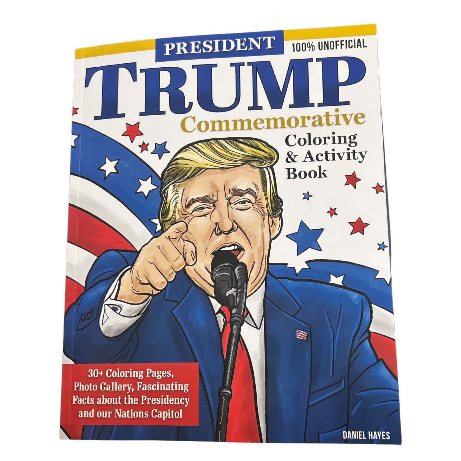 Donald Trump Coloring & Activity Book for Young Patriots featuring vibrant illustrations about U.S. history and politics, perfect for kids.