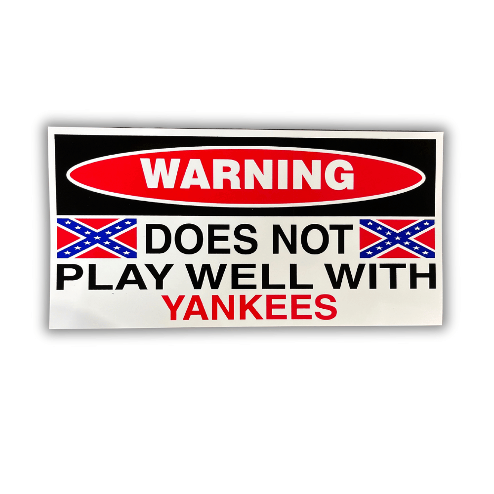 Don't Play Well bumper sticker with bold patriotic design applied to a car bumper, showcasing American pride in an outdoor setting.