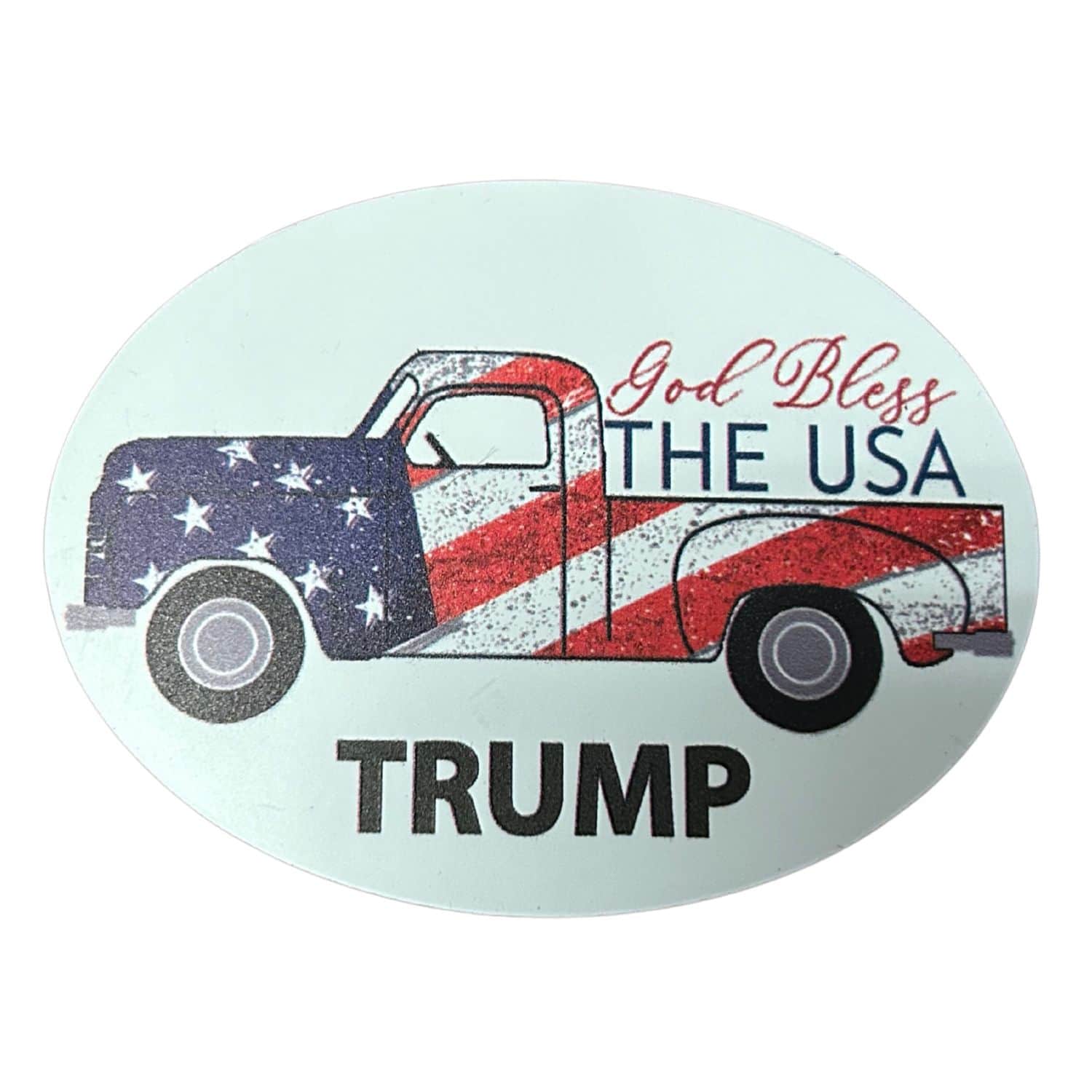God Bless the USA Truck Magnet featuring bold stars and stripes design displayed on a vehicle, showcasing American pride.