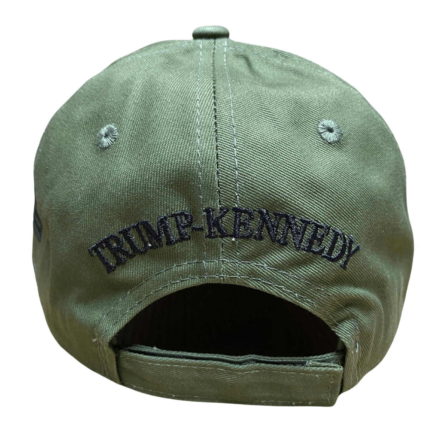 Trump Green Make America Healthy Again RFK Hat with bold black lettering displayed on a mannequin against a casual background.