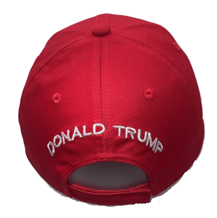 USA Flag Trump 45/47 Embroidered Hat in vibrant red featuring bold slogans, ideal for outdoor activities and political rallies.
