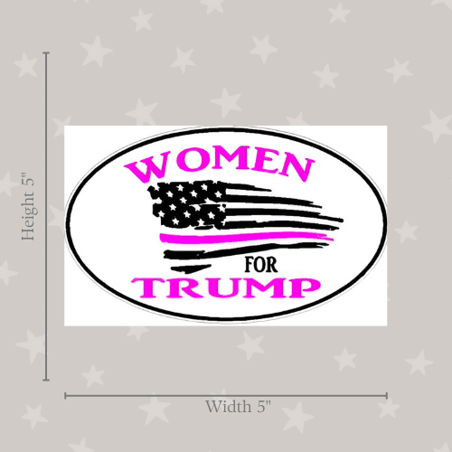 Women For Trump Pink Line Flag medium sticker on a laptop, featuring vibrant pink colors and political messaging for female empowerment.
