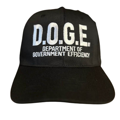 D.O.G.E Hat featuring clean lettering, designed for comfort and style, representing Elon Musk's Department of Government Efficiency worn outdoors.