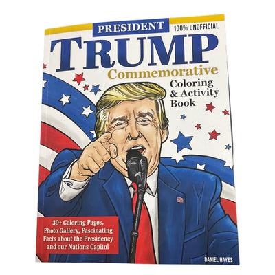 Donald Trump Coloring & Activity Book for Young Patriots featuring vibrant illustrations about U.S. history and politics, perfect for kids.