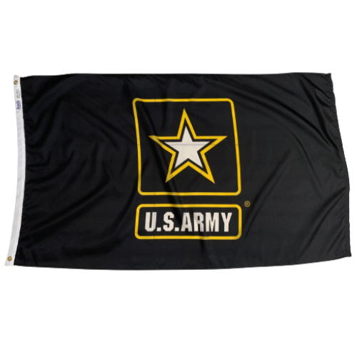 Double Sided U.S. Army 3x5 flag made of durable nylon, featuring vibrant double-sided prints, displayed on an outdoor flag pole.