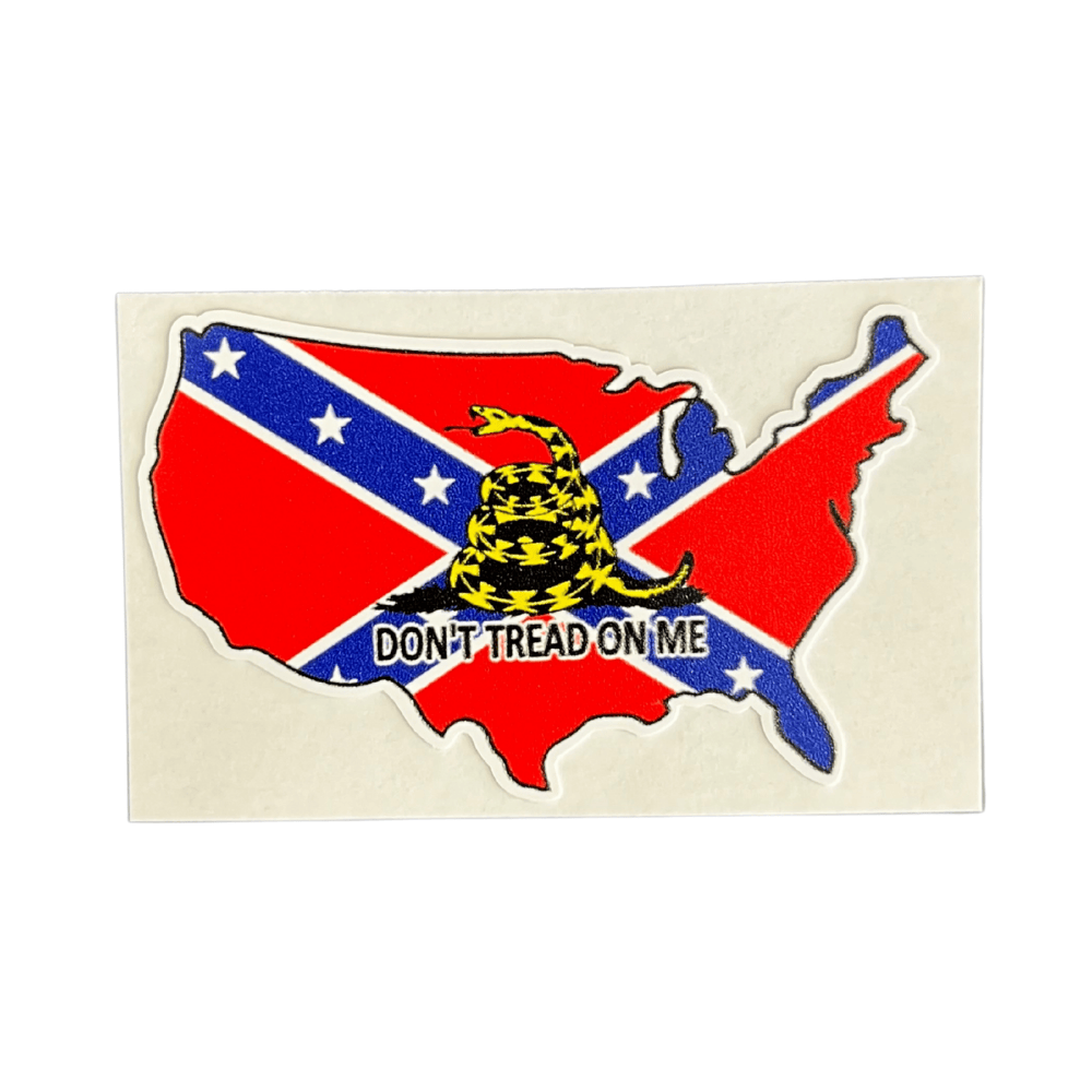 Gadsden Rebel USA Outline Sticker on a smooth surface, showcasing bold patriotic design with American themes for cars, laptops, and more.
