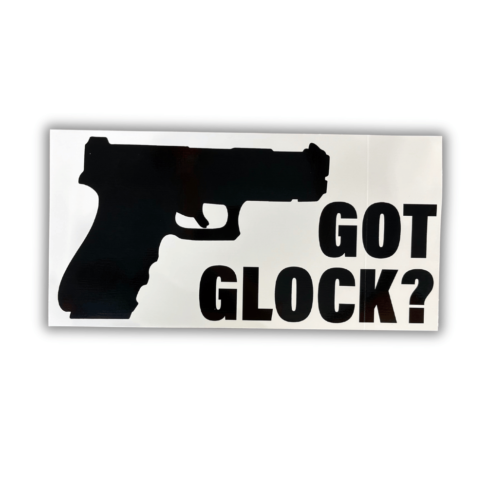 Got Glock bumper sticker featuring bold graphics on a car bumper, highlighting support for American gun rights and patriotism.