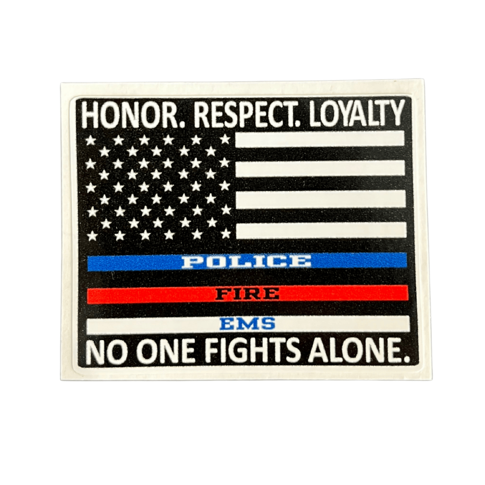 Honor Respect Loyalty sticker made of durable vinyl, displaying bold American values on a smooth surface like a car or laptop.