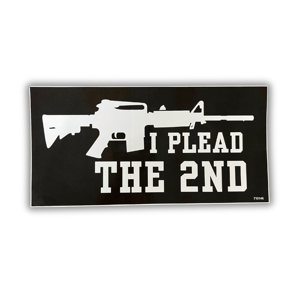 I Plead The Second Bumper Sticker displayed on a car bumper, showcasing a bold patriotic design crafted from outdoor-grade vinyl.