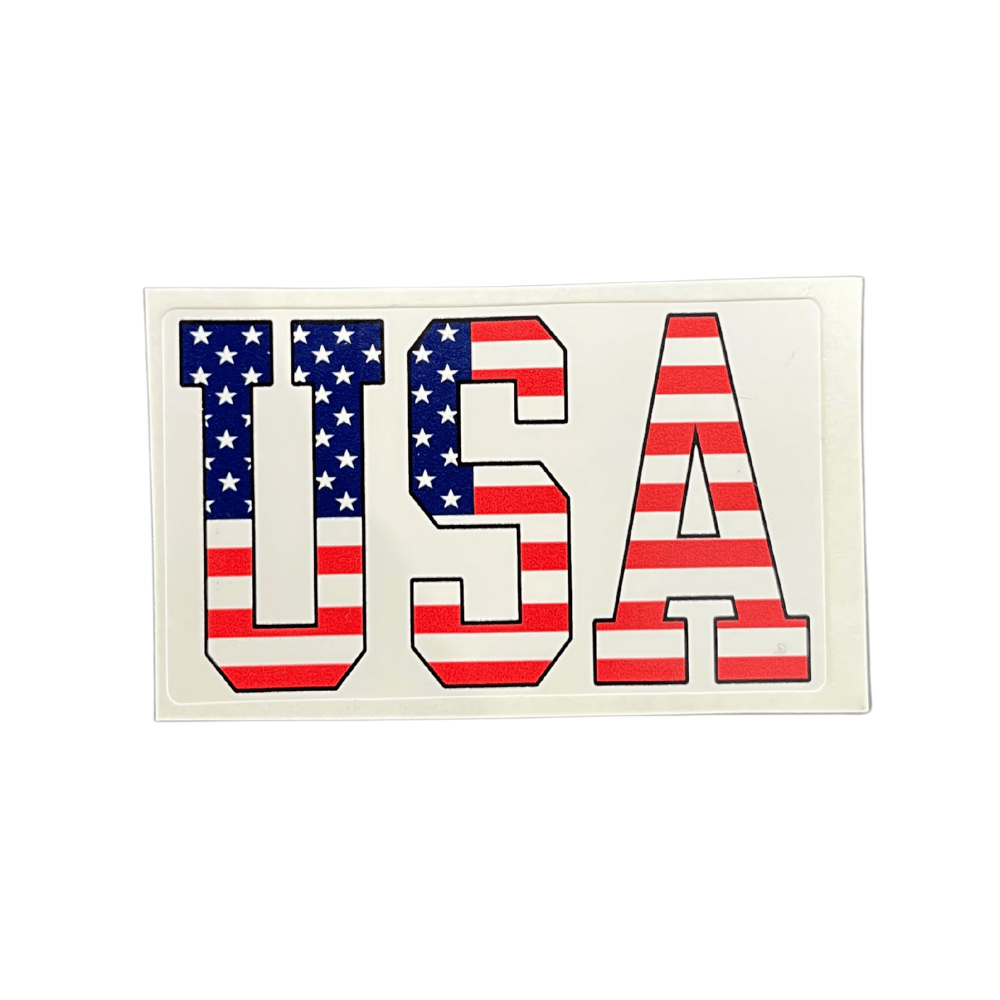 Patriotic USA Sticker displaying bold American themes on a smooth surface, showcasing vibrant colors and weather-resistant design.
