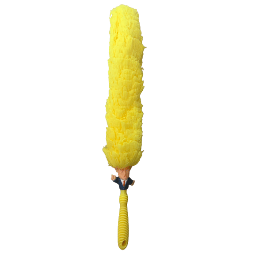 Trump Duster, a 2-foot cleaning tool featuring a funny design, displayed in a home setting, perfect for humor lovers.