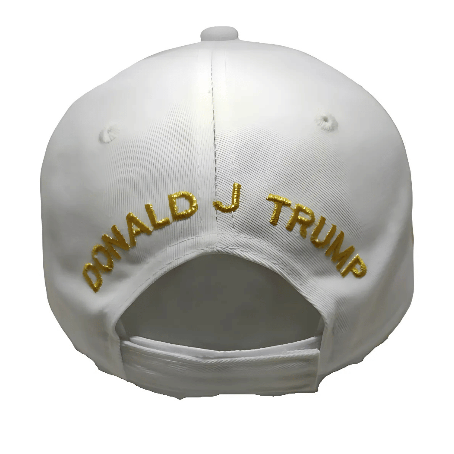 Trump Inauguration 45/47 White and Gold Seal Hat featuring intricate gold embroidery on a white hat, showcasing the presidential seal.