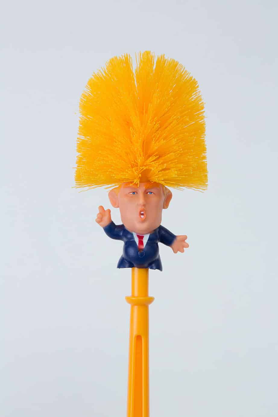 Trump Toilet Brush with a humorous design featuring a likeness of the former President, suitable for adding character to a bathroom.