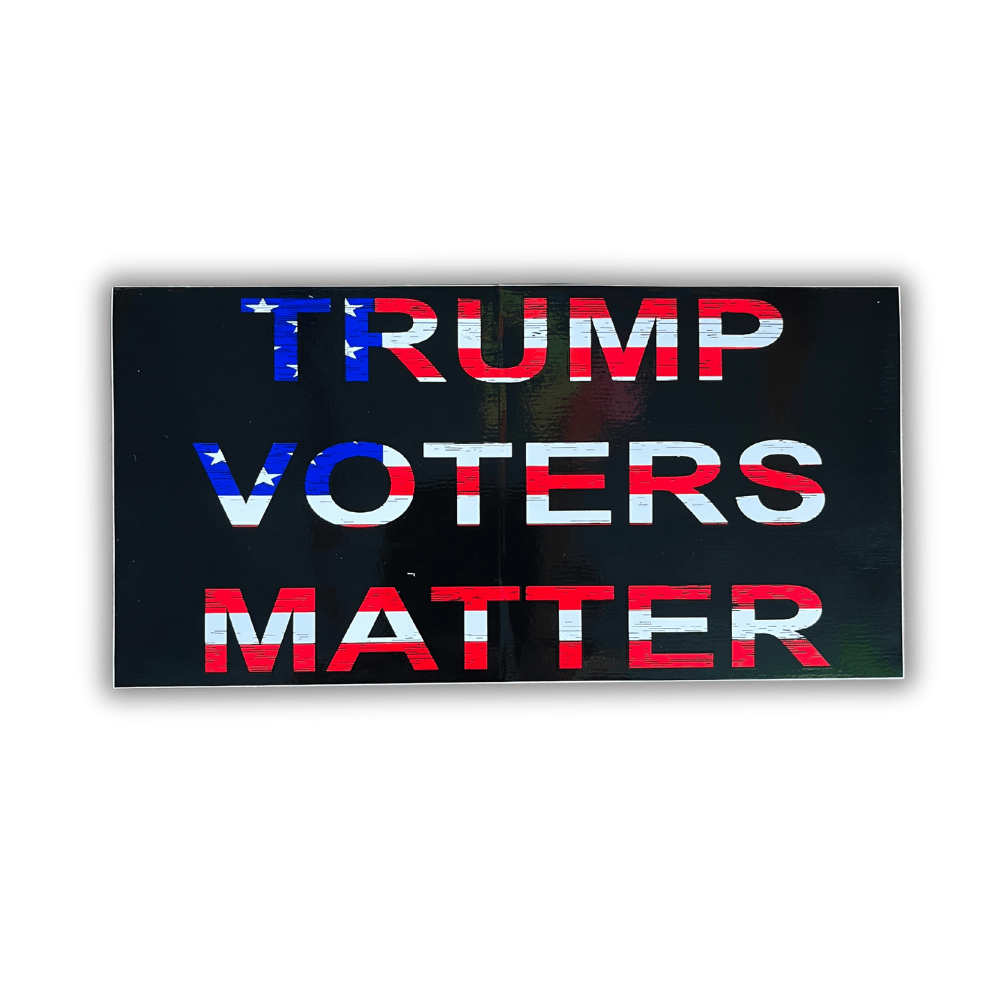 Trump Voters Matter bumper sticker featuring bold lettering on a vibrant background, ideal for vehicles and outdoor use.