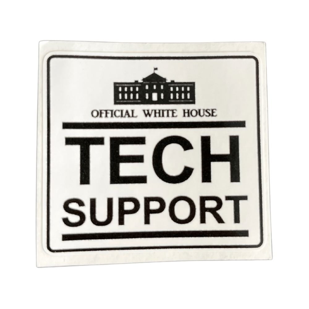 White House TECH Support Sticker featuring bold American themes on a smooth surface, displaying vibrant colors and clear messaging.