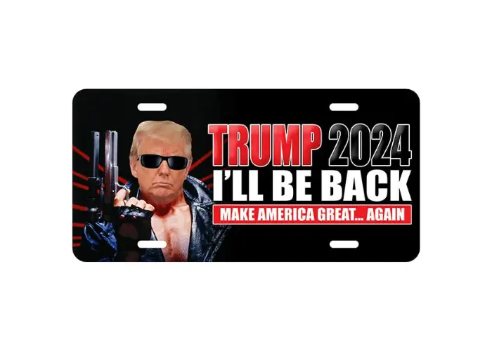 Trump I'll Be Back 2024 License Plate Trump Superstore