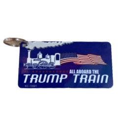 all aboard the Trump train keychain