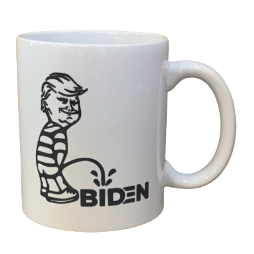Trump peeing on Joe Biden coffee mug