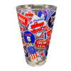 20 oz tumbler with patriotic stickers and Trump for president design on it