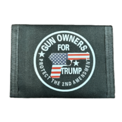 BLACK WALLET THAT SAYS GUN OWNERS FOR TRUMP AND PROTECT THE 2ND AMENDMENT
