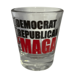 DEMOCRAT REPUBLICAN MAGA CHECKLIST SHOTGLASS