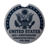 United States 250th Anniversary Seal Car Coaster featuring Great Seal design — sublimated soft coaster with textured backing and lift notch, celebrating 250 years of American strength and freedom.