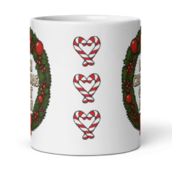 Make Christmas Great Again Wreath 12oz Mug featuring festive wreath design — a patriotic and humorous addition to your holiday coffee routine.