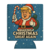 Trump “Making Christmas Great Again” Koozie featuring Santa Trump and candy cane artwork — a humorous, festive twist on holiday cheer
