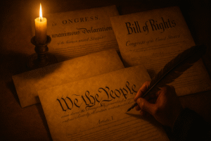 CANDLE LIT SIGNING OF AMERICAN DOCUMENTS