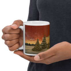 White House Silent Night 12oz Mug featuring serene winter scene — an elegant, patriotic tribute to Christmas in America.