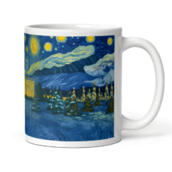 White House “Starry Night” 12oz Mug featuring painterly Christmas artwork — a patriotic blend of art, light, and holiday serenity.
