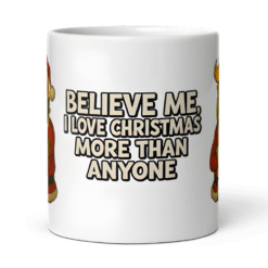 Trump Grinch “Believe Me” Christmas 12oz Mug featuring satirical holiday art — a hilarious and festive addition to your Christmas collection.