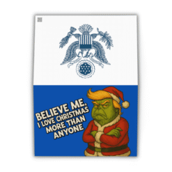 Funny 3-pack of Trump Grinch greeting cards — blank inside with premium matte finish and bold patriotic humor.