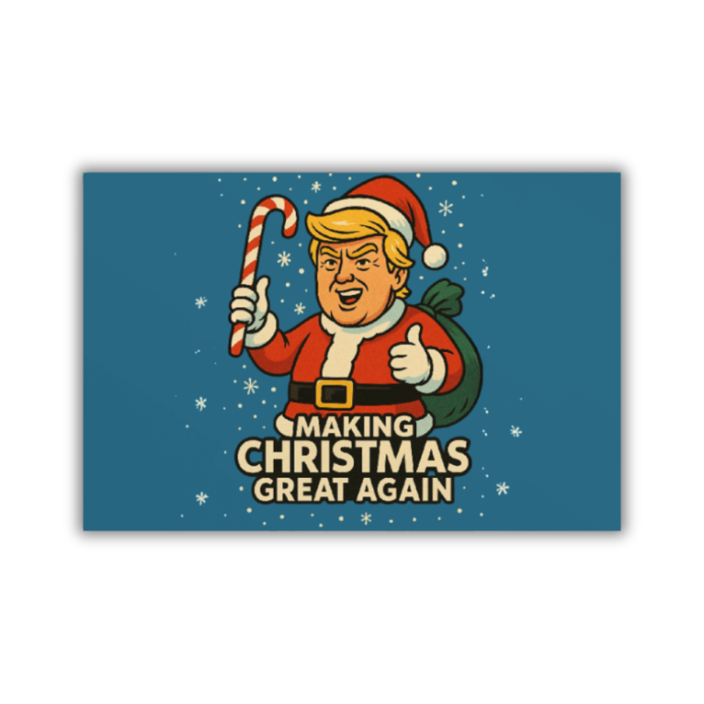 Playful Making Christmas Great Again postcards — 3-pack, blank back, printed on premium matte cardstock with bold, festive flair.