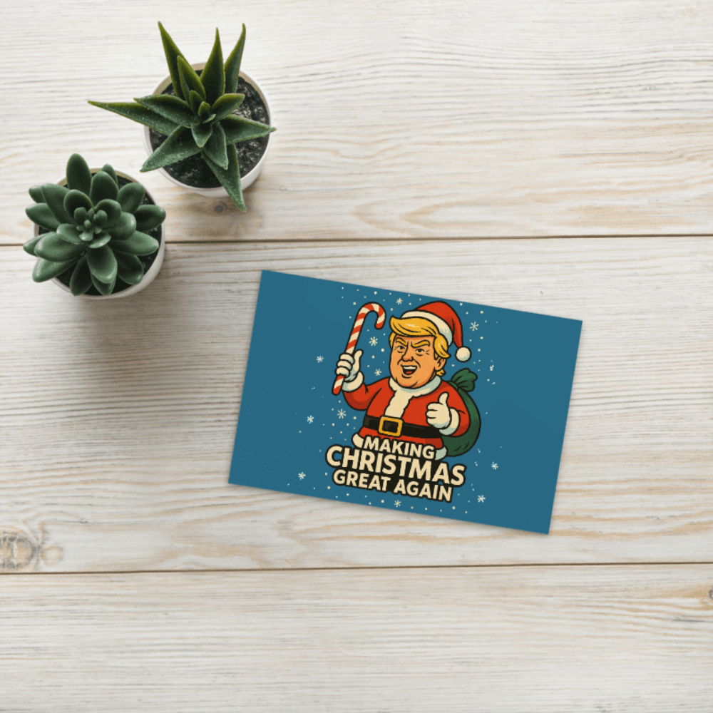 Playful Making Christmas Great Again postcards — 3-pack, blank back, printed on premium matte cardstock with bold, festive flair.