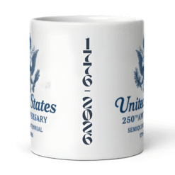 United States 250th Anniversary Emblem 12oz Mug featuring Great Seal design — celebrating the U.S. Semiquincentennial and 250 years of American leadership, strength, and pride.