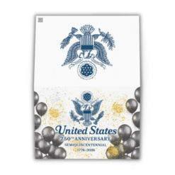 Elegant 3-pack of 250th Anniversary greeting cards — blank inside and beautifully detailed to honor America’s Semiquincentennial.