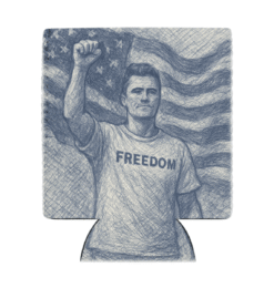 Charlie Kirk Blue Freedom Sketch Koozie