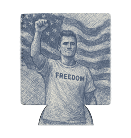 Charlie Kirk Blue Freedom Sketch Koozie