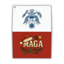 3-pack of patriotic MAGA greeting cards featuring bold holiday artwork — blank inside, printed on premium matte cardstock.