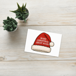 Bold Make Christmas Great Again postcards — 3-pack, blank back, printed on thick matte cardstock with festive patriotic flair.
