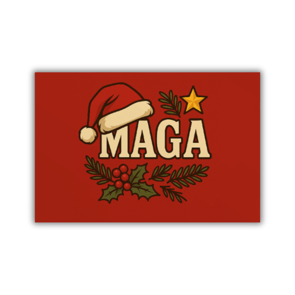 Festive MAGA Holiday postcards — 3-pack, blank back, printed on premium matte cardstock with a bold red design and patriotic charm.