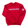 red long sleeve crew neck with charlie kirk Freedom Memorial and USA Motif with Kirks name on the sleeve