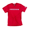 red charlie kirk Freedom Shirt with Freedom on the front, American Flag Motif with "charlie kirk" on sleeve