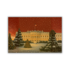 Elegant White House Snowfall postcards — 3-pack, blank back, printed on premium matte cardstock with a warm, patriotic winter design.