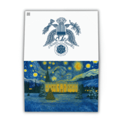 Artistic Starry Night White House greeting cards — 3-pack, blank inside, printed on premium matte cardstock with a stunning blend of art and Americana.