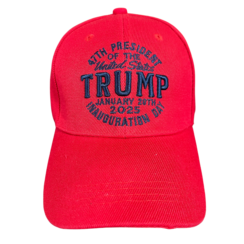 47th President Inauguration Day Red Hat — red embroidered hat celebrating Trump’s 47th President Inauguration Day 2025.