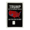Vinyl credit card cover featuring a Trump 5G coverage design with a chip cut-out.
